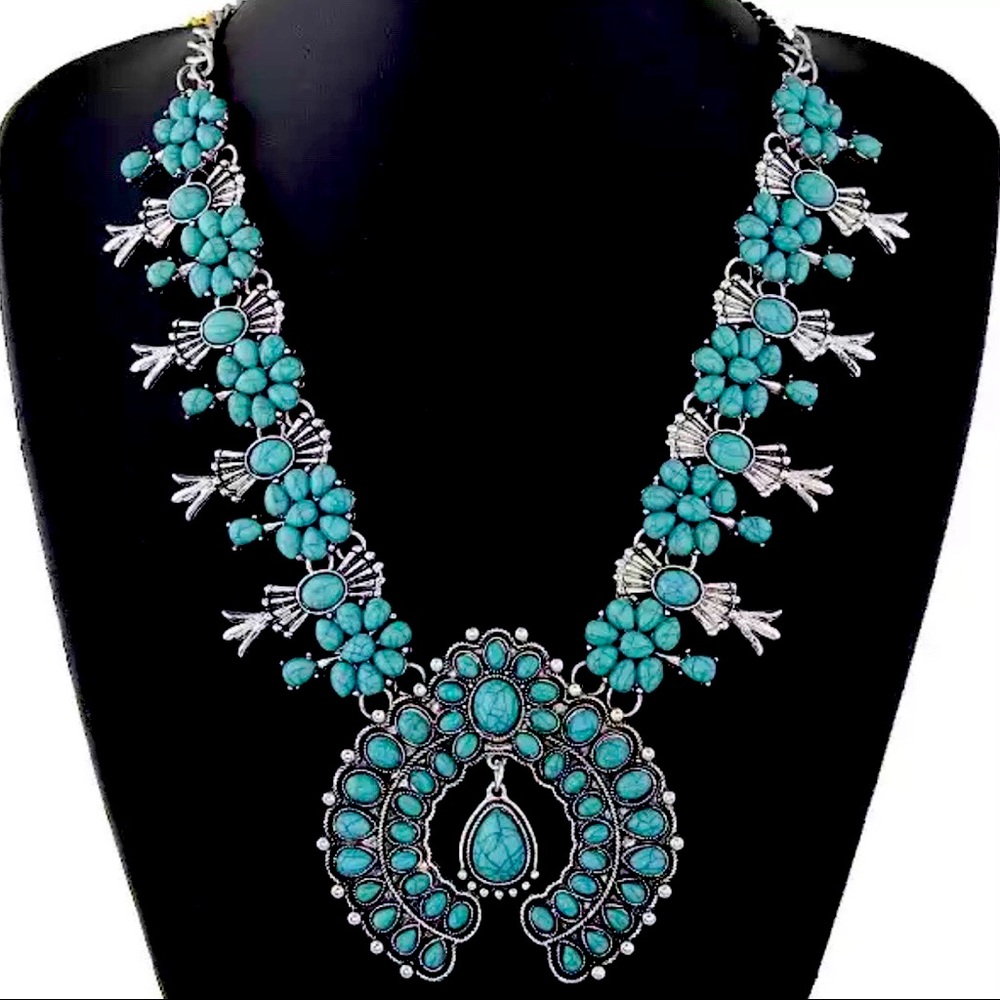New Turquoise Squash Blossom Necklace